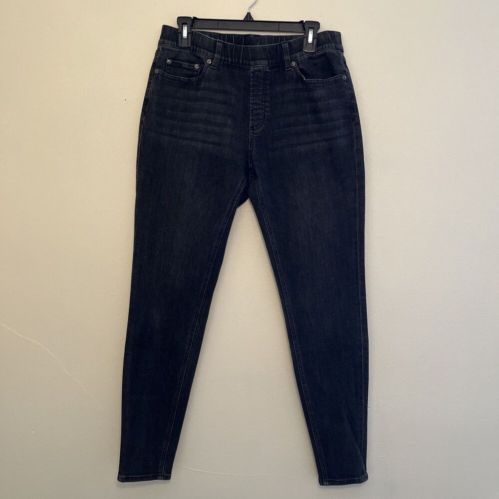 LL BEAN BeanFlex Skinny Leg Favorite Fit Pull On Skinny Jeans, Black- Size 8